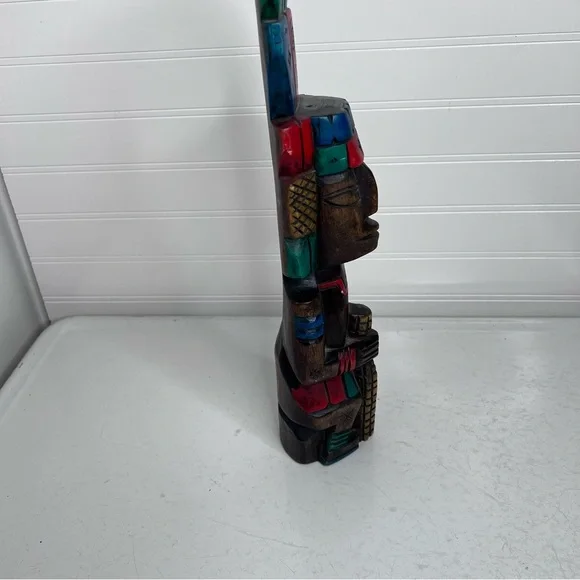 aztec wooden carved wood painted totem - Picture 10 of 13